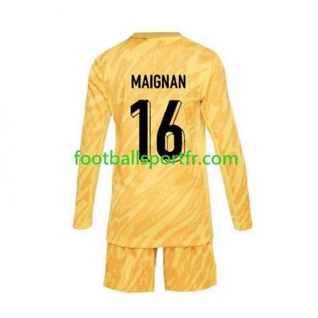 Tenue France Mike Maignan 16 Gardien Enfant Domicile UEFA Euro 2024 Maillot de Foot ML